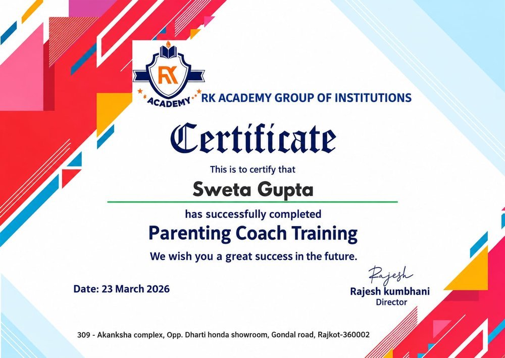 Parenting Coach Training certificate, RK Academy Group of Institutions